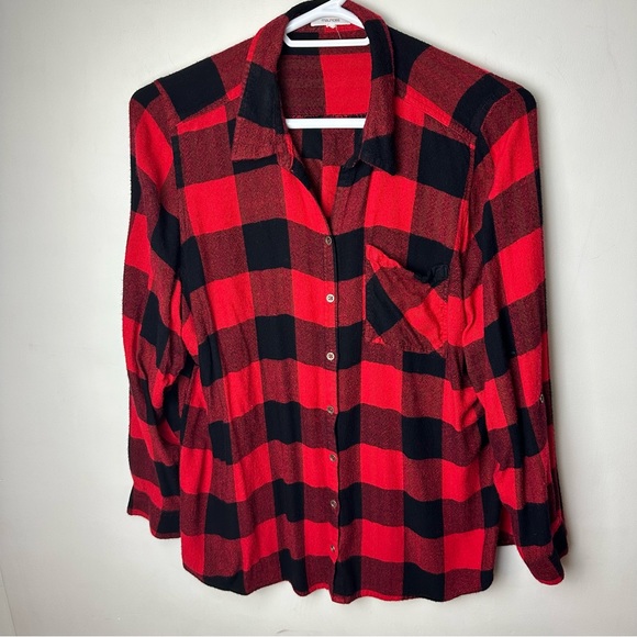 ❌SOLD❌Maurices Long Sleeve Plaid Shirt Women's sz XL Red Black Christmas - Picture 10 of 10